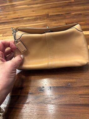 Coach Beige Leather Wristlet Clutch